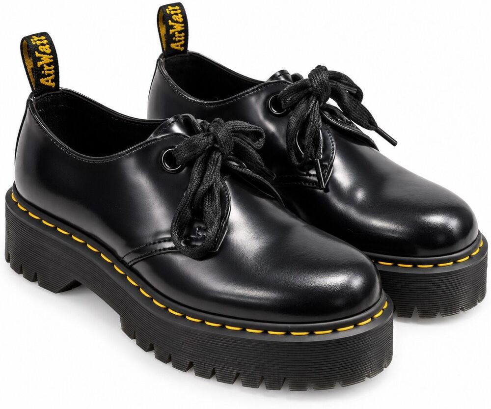 Dr. Martens Holly Black Leather Platform Oxford Shoes Women’s Size 9